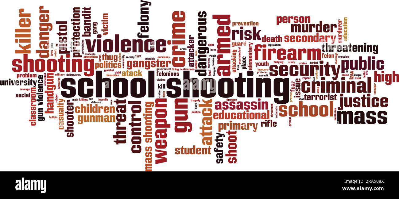 School shooting word cloud concept. Collage made of words about school