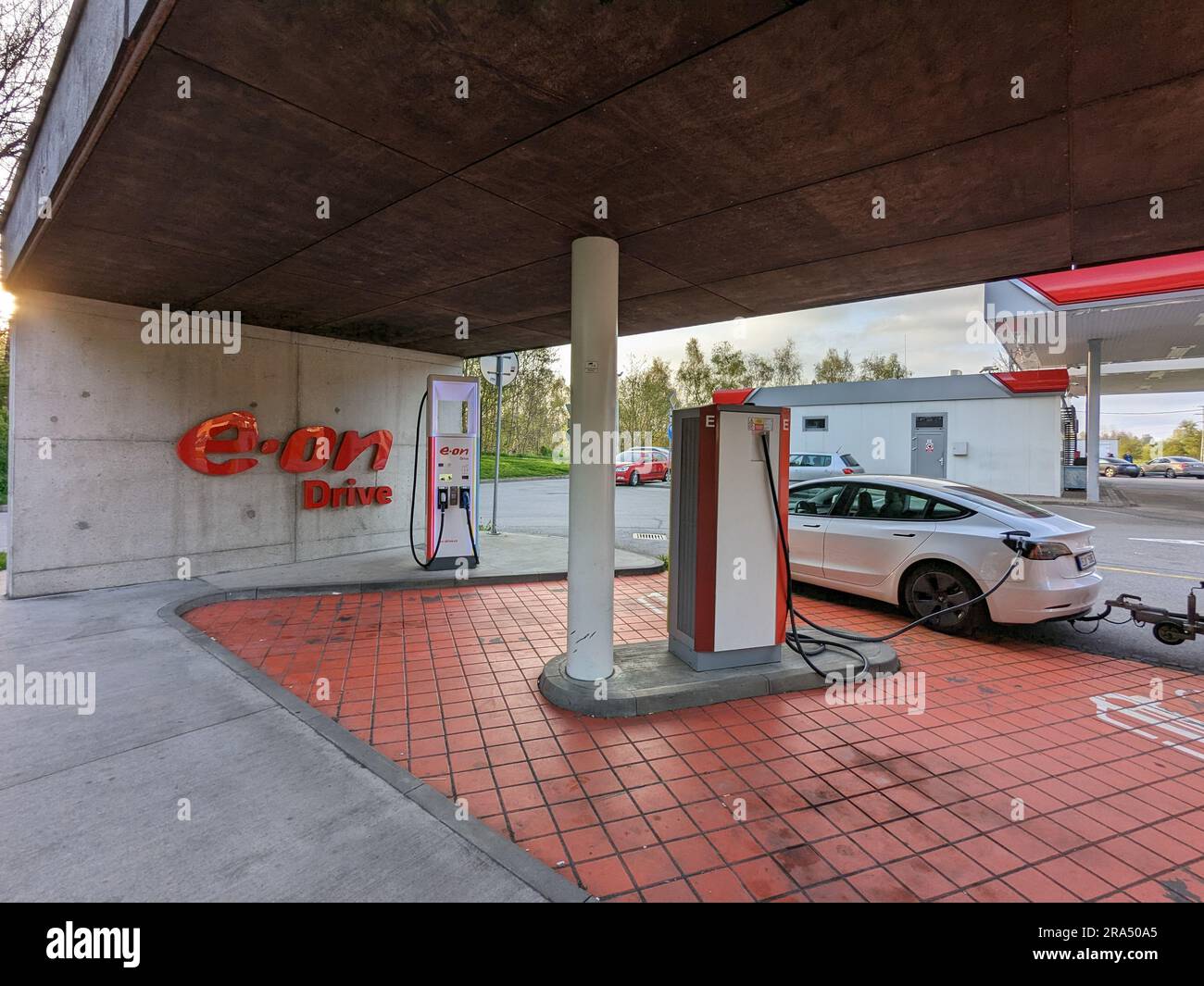 Humpolec, CZECH REPUBLIC May 16 , 2023 Tesla charging stations are