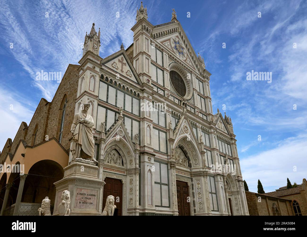 View on the Basilica di Santa Croce on a sunny day, Florence, Italy Stock Photo