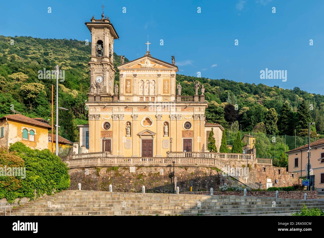 Parish Church of Sant'Ambrogio, Porto Ceresio, Italy Stock Photo