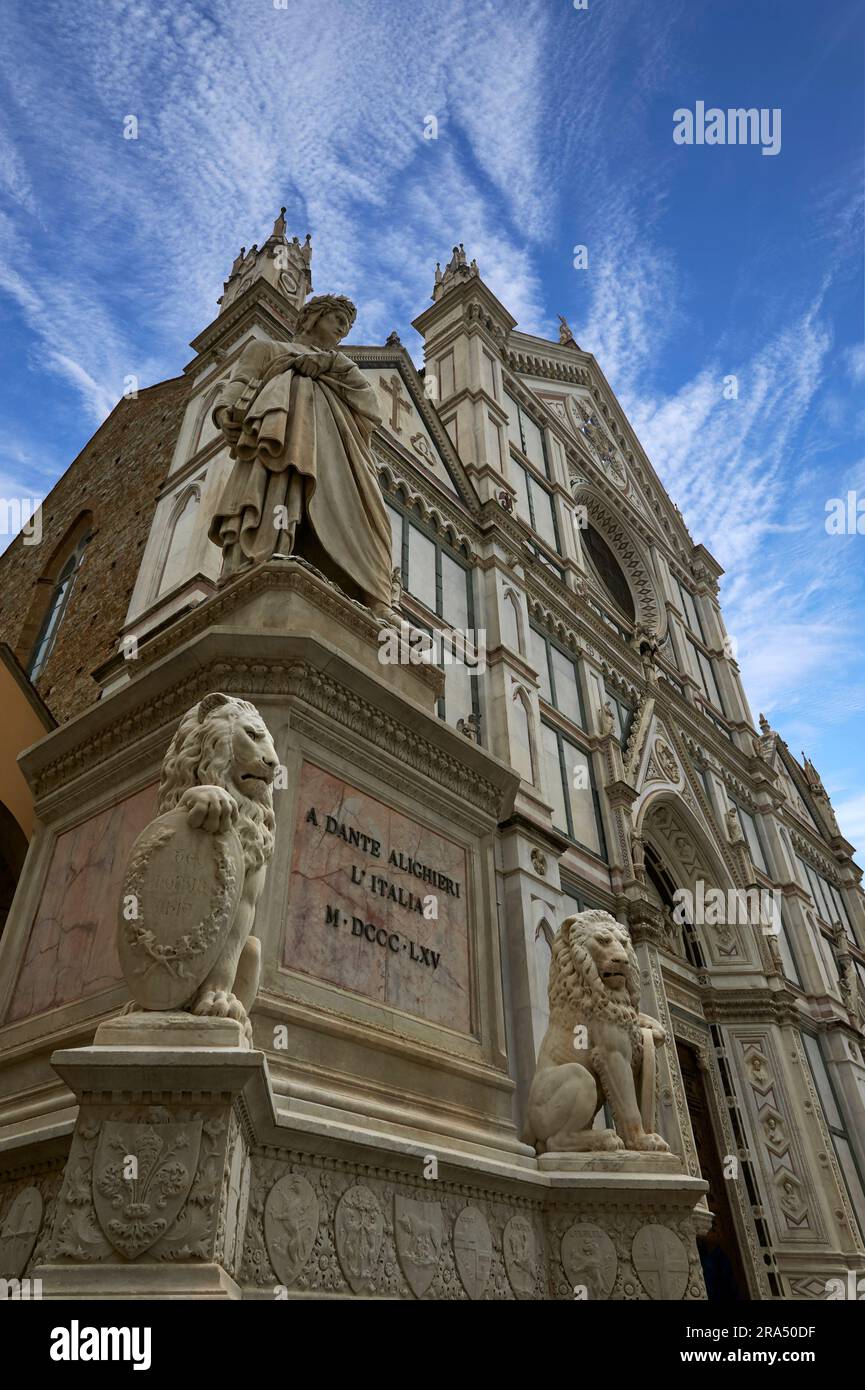 View on the Basilica di Santa Croce on a sunny day, Florence, Italy Stock Photo