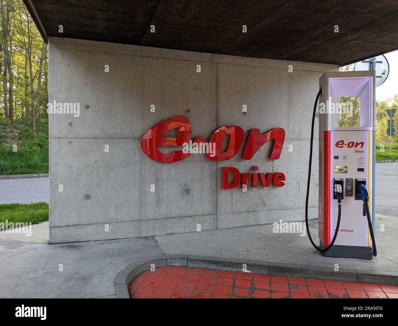 Humpolec, CZECH REPUBLIC May 16 , 2023 Tesla charging stations are