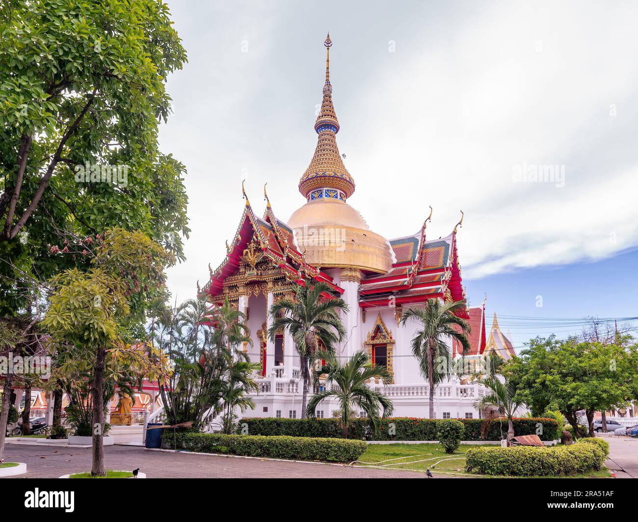 Wat Chai Mongkhon, the large Buddhist temple in South Pattaya, the resort city in Chonburi Province, Thailand. Stock Photo