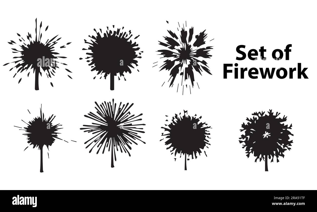 A set of Firework Silhouette vector illustration Stock Vector