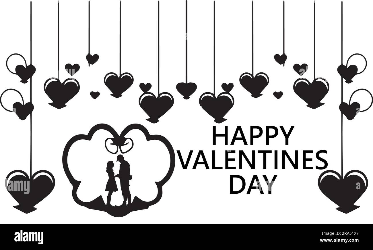 Silhouette happy Valentina day elements vector illustration Stock Vector