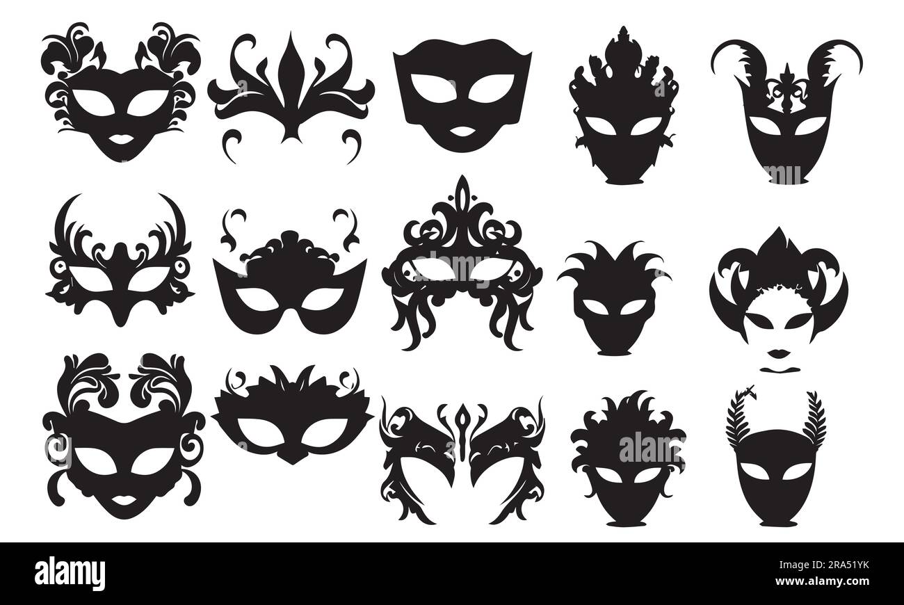 A set of silhouette Face mask vector illustration Stock Vector Image