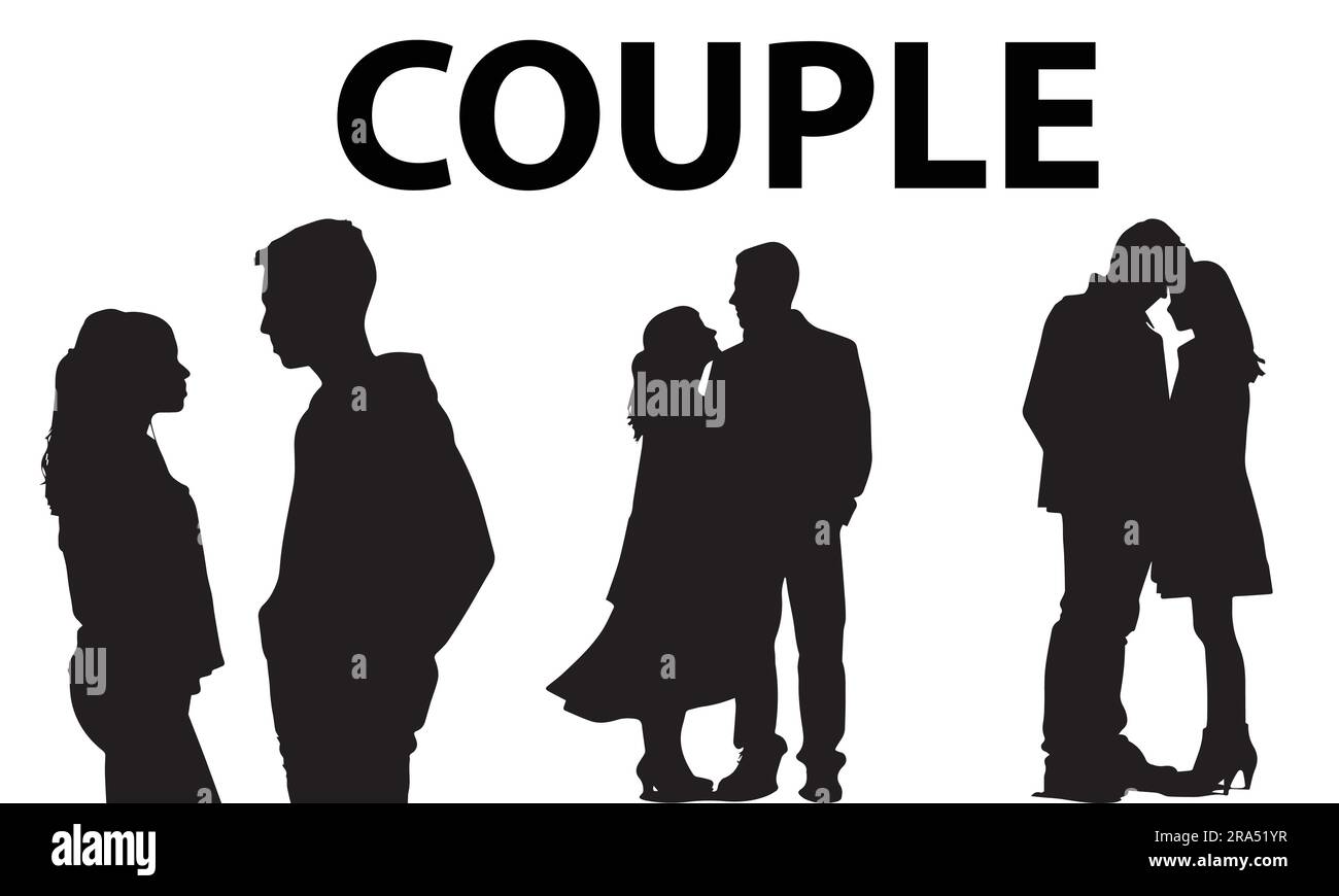 A set of Silhouette Couple vector illustration Stock Vector