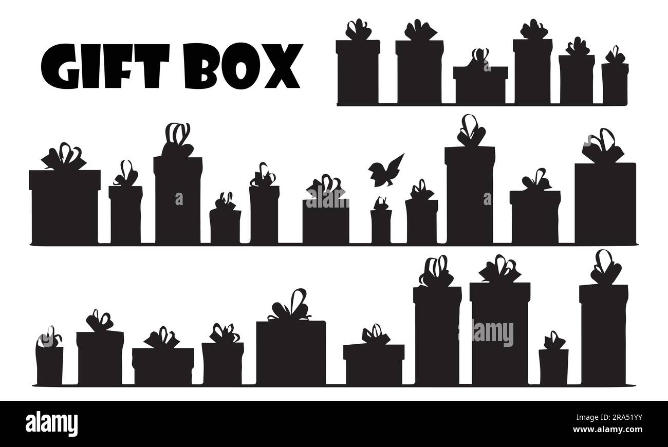A set of silhouette Gift box vector illustration Stock Vector