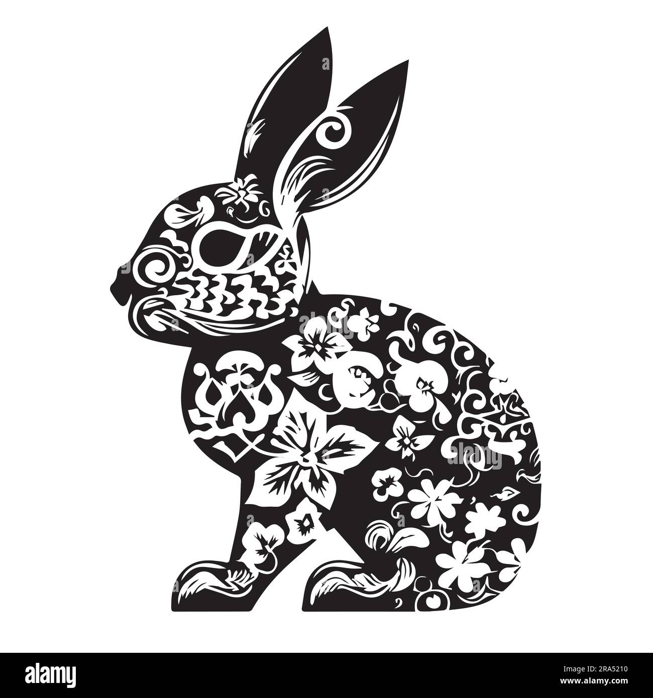 Cute mandala Rabbit Silhouette vector illustration Stock Vector