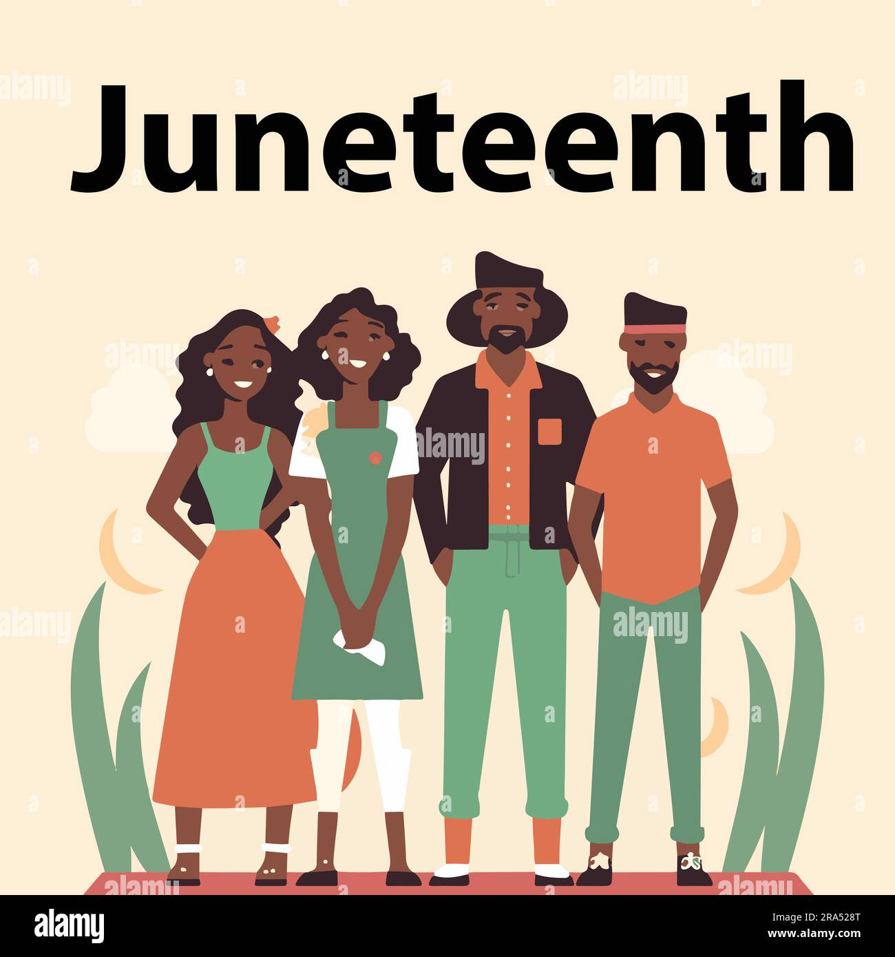 A set of Juneteenth people flat vector illustration Stock Vector
