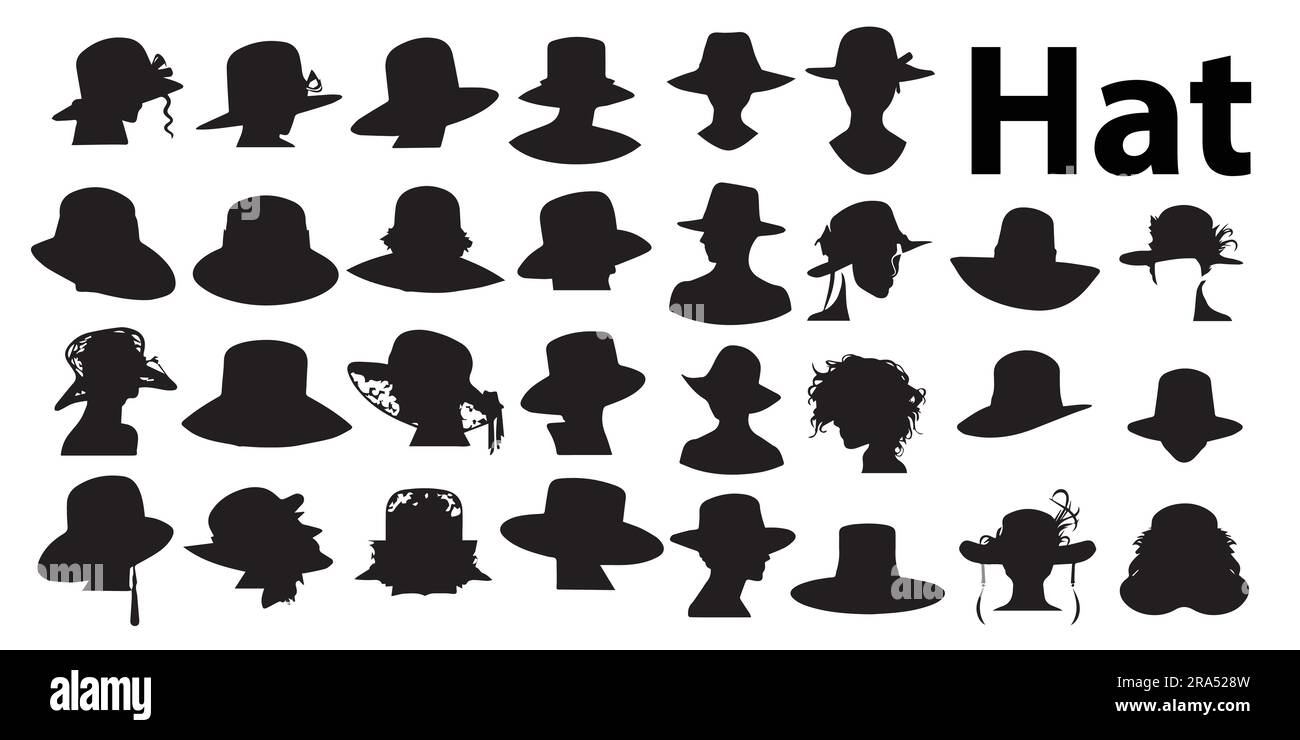 A set of silhouette hat vector illustration Stock Vector