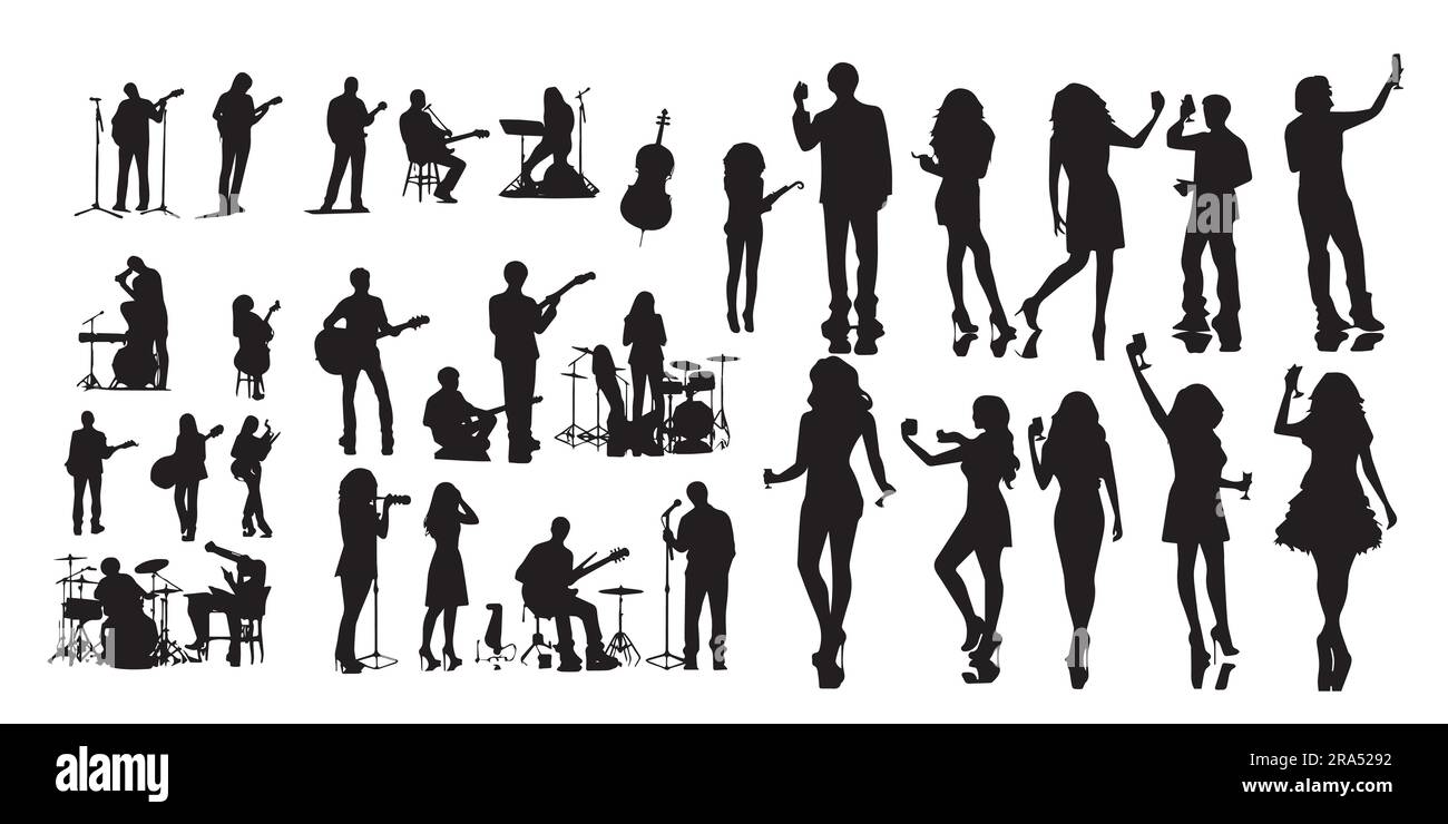 A set of silhouette musician people vector illustration Stock Vector