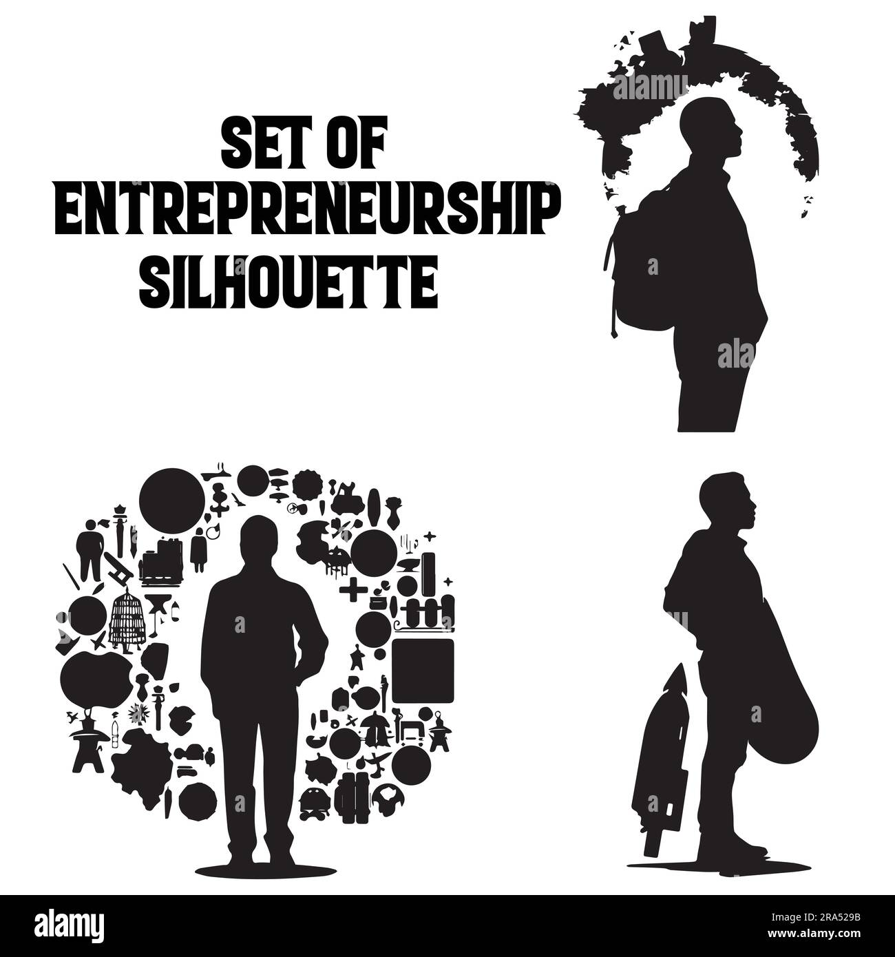 A set of silhouette Entrepreneurship vector illustration Stock Vector