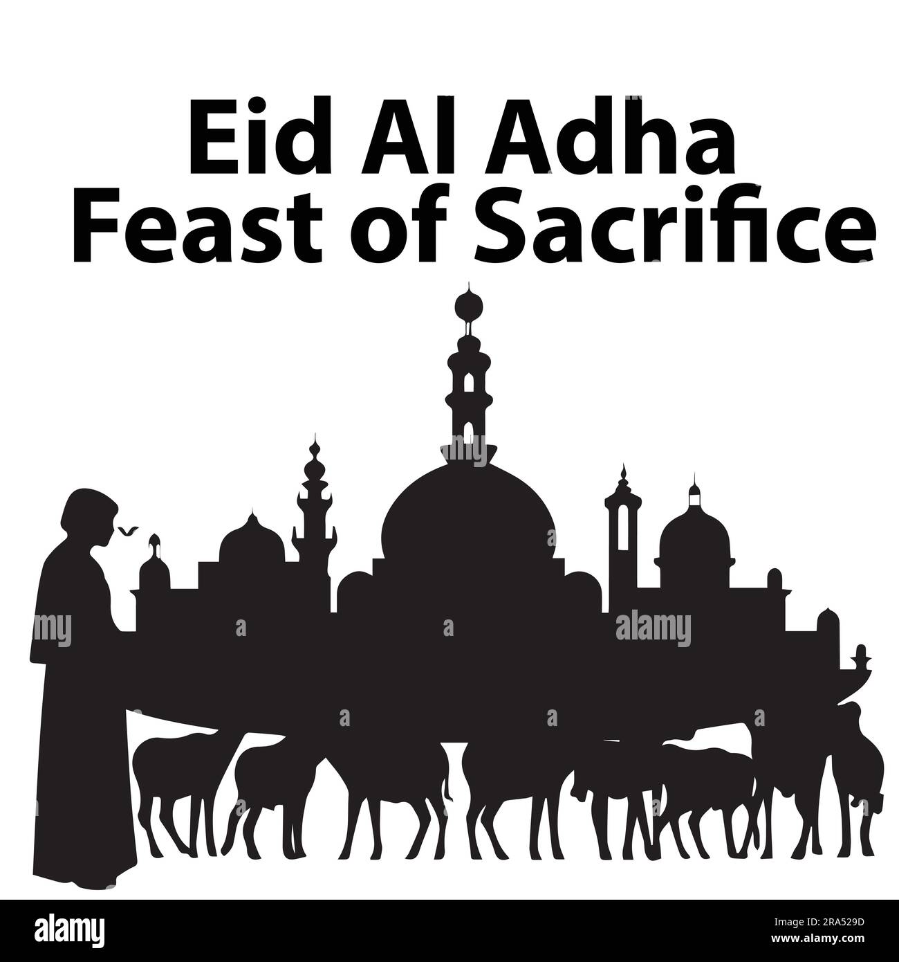 Silhouette Eid Al Adha Feast of sacrifice vector illustration Stock Vector