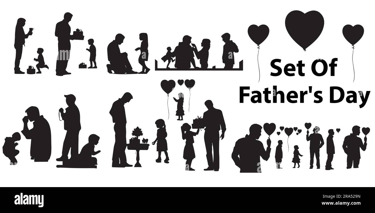 A set of silhouette Father Day Vector illustration Stock Vector
