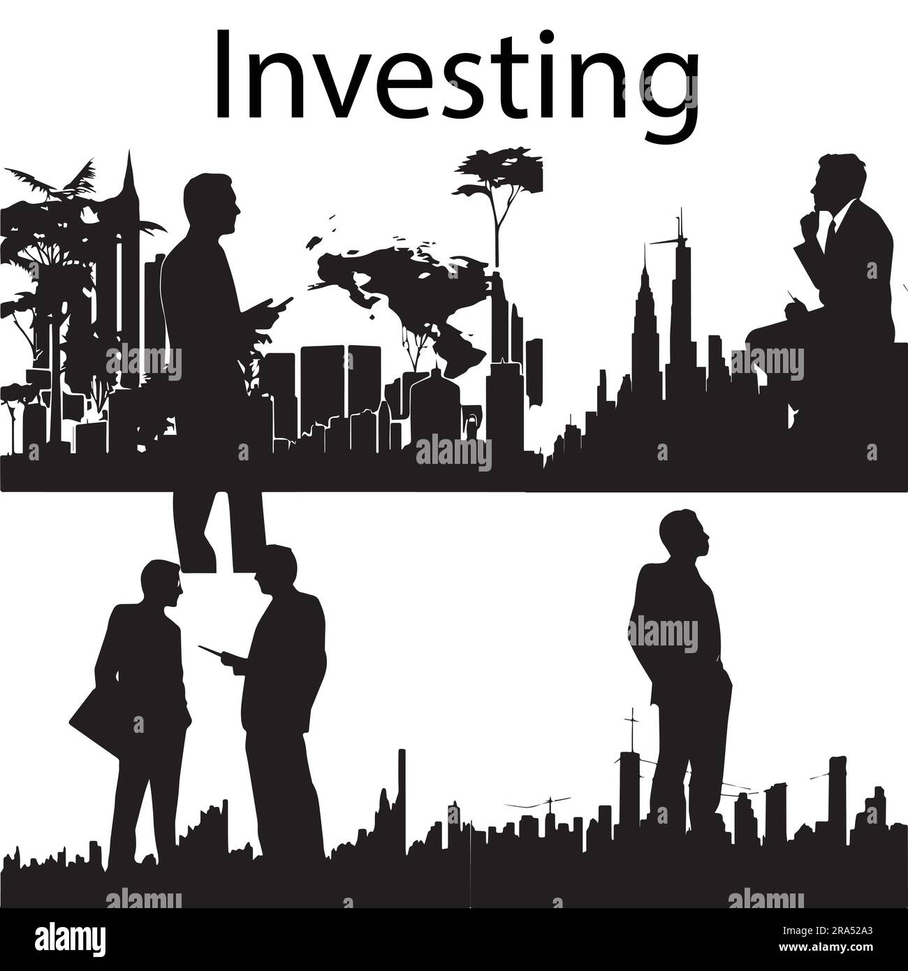 A set of Investing people or businessman silhouette vector Stock Vector