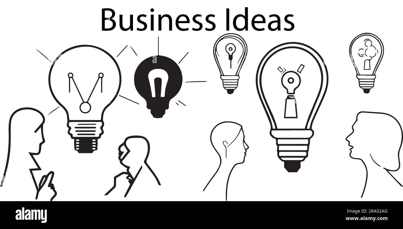 A set of line art business ideas vector illustration Stock Vector Image