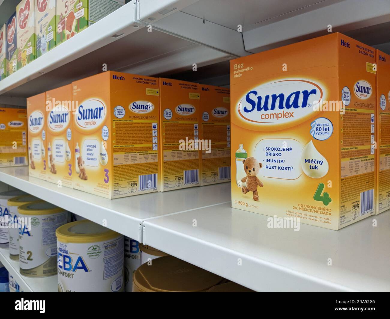 SUNAR infant milk displayed on the shelves in a pharmacy,baby powdered