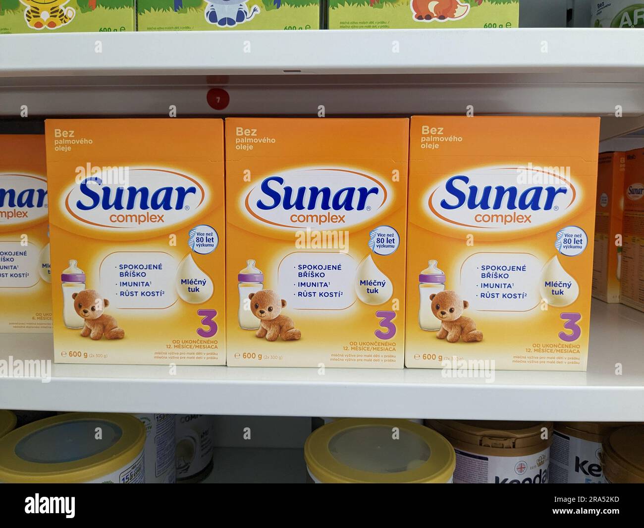 SUNAR infant milk displayed on the shelves in a pharmacy,baby powdered