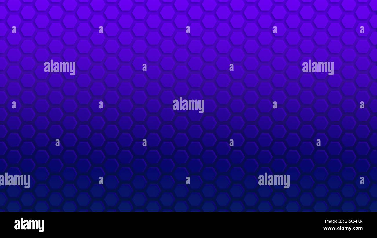Purplish blue to dark blue color gradient hexagon pattern on blue