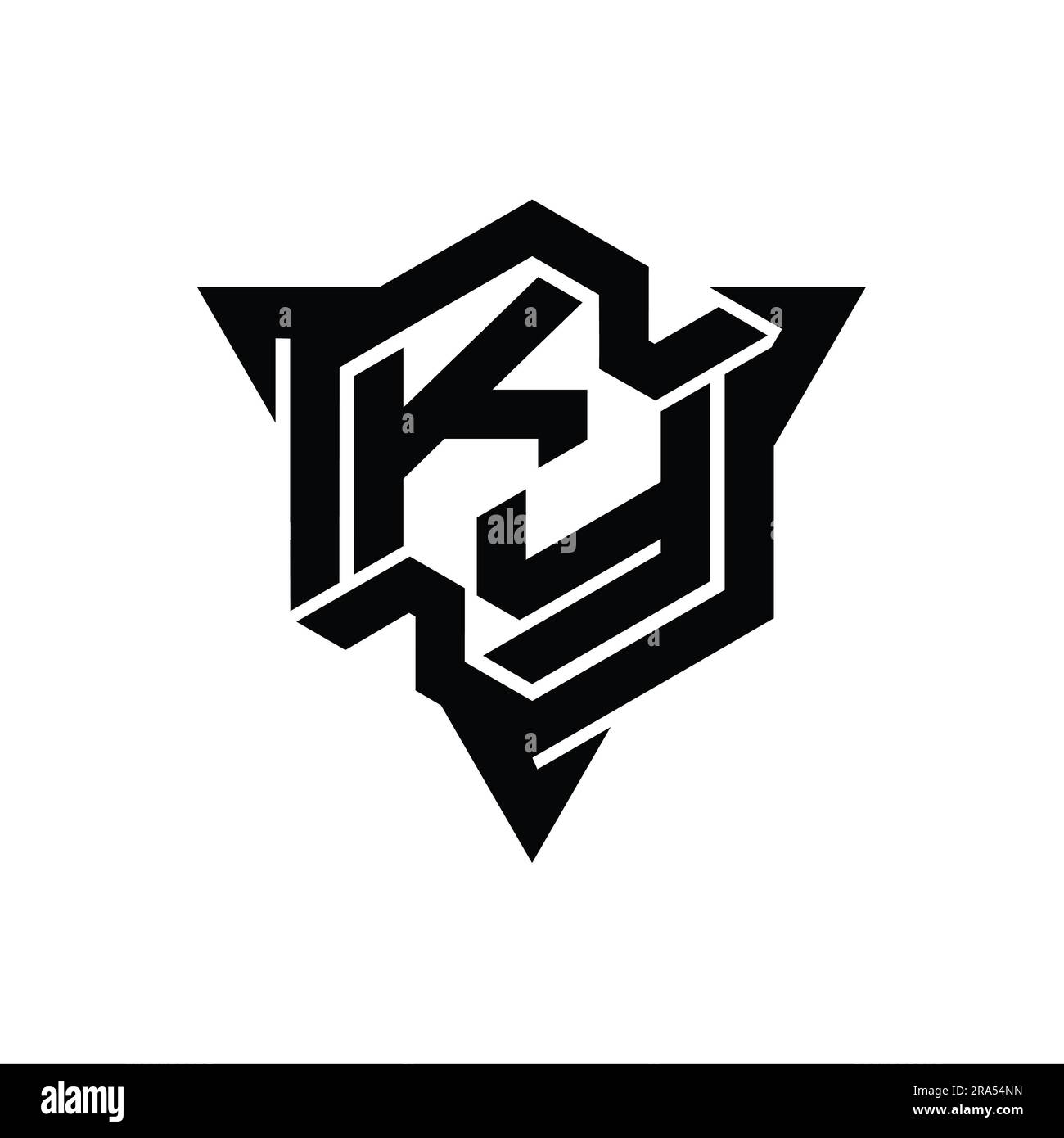KY Logo monogram gaming with hexagon geometric shape design