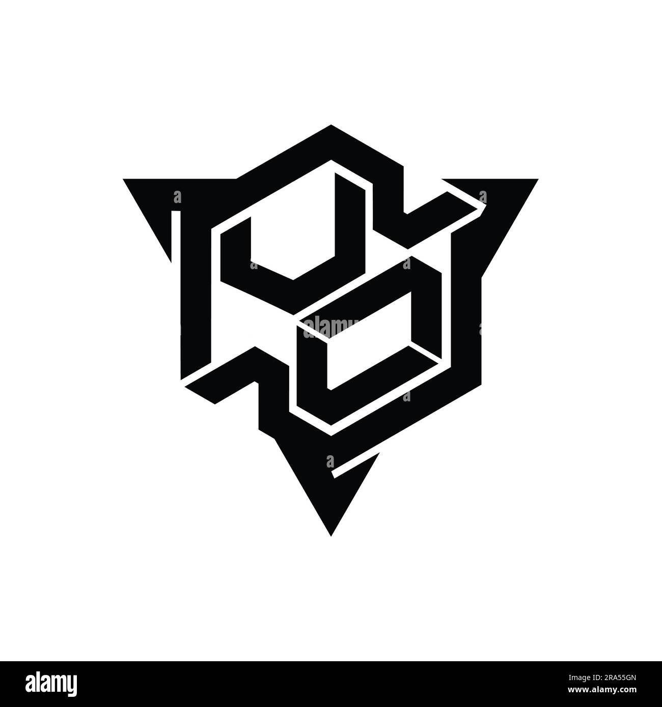VO Letter Logo monogram hexagon shape with triangle outline gaming ...