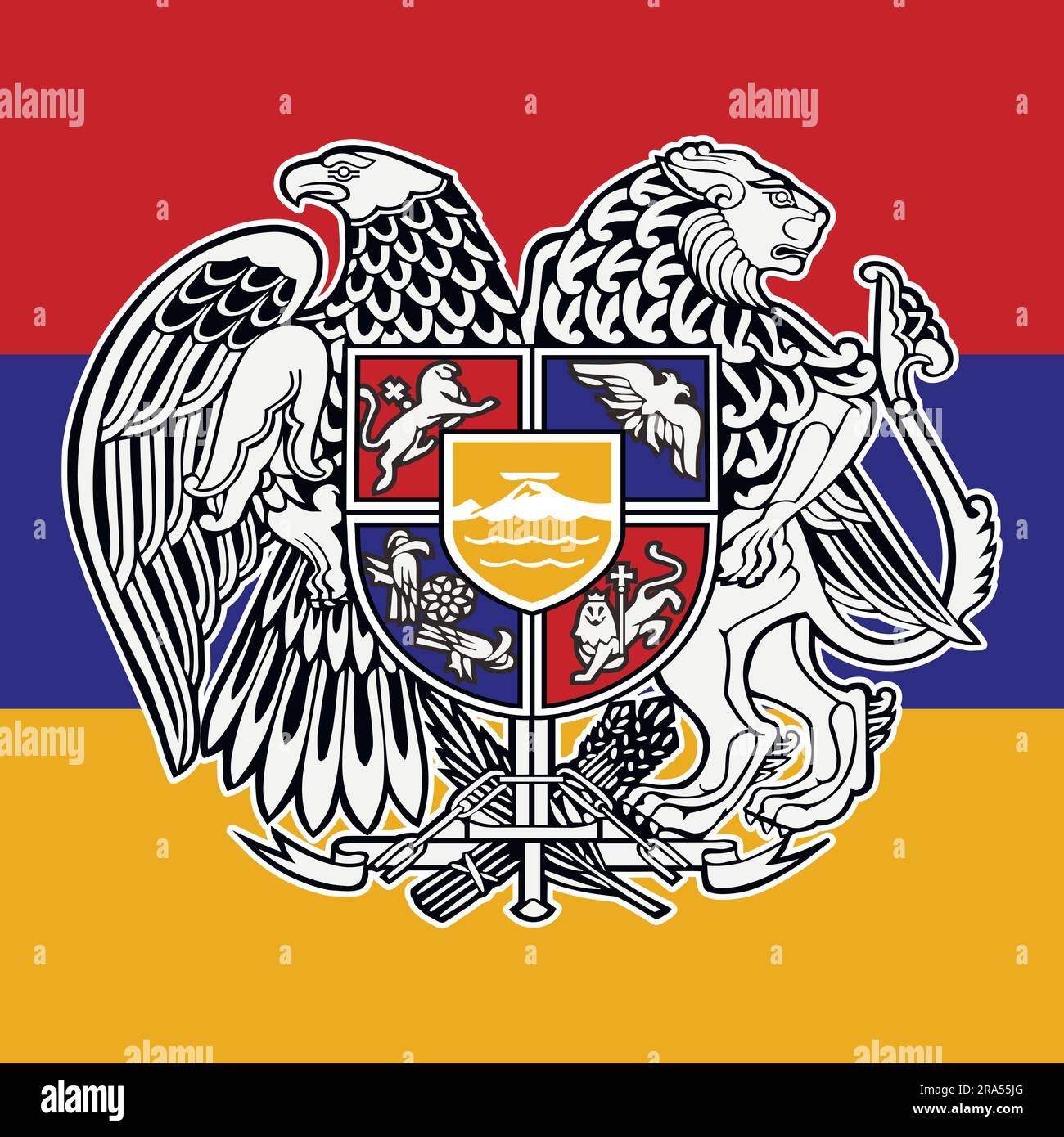 Coat or arms of Armenia. Armenian national symbol in official colors ...