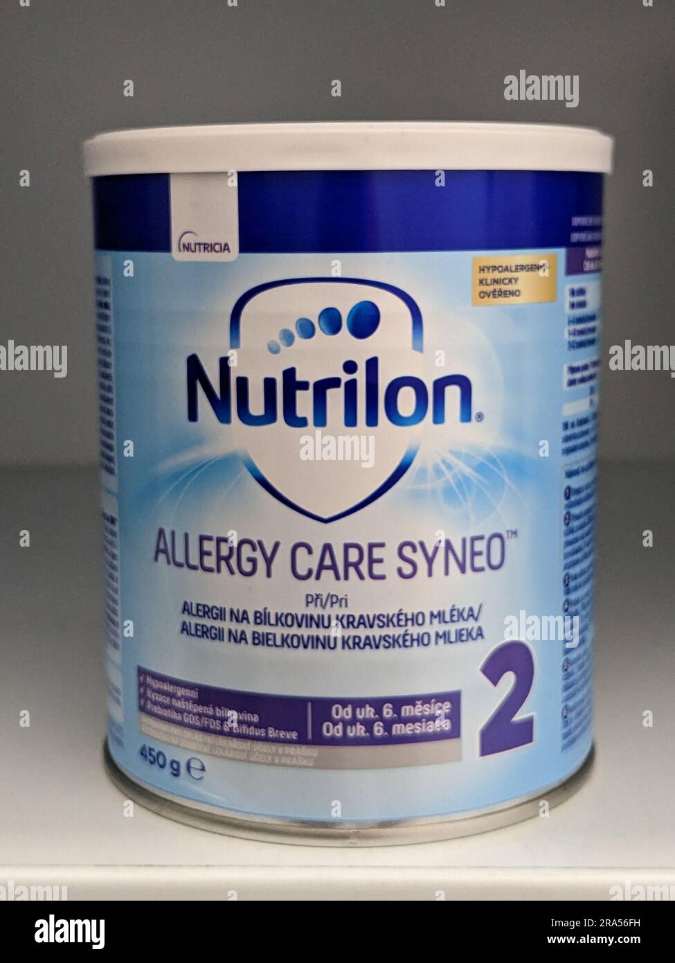 Nutrilon infant milk displayed on the shelves in a pharmacy,baby ...