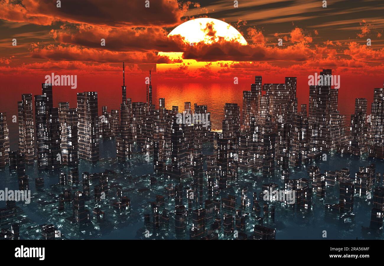 Flooded City Stock Photo