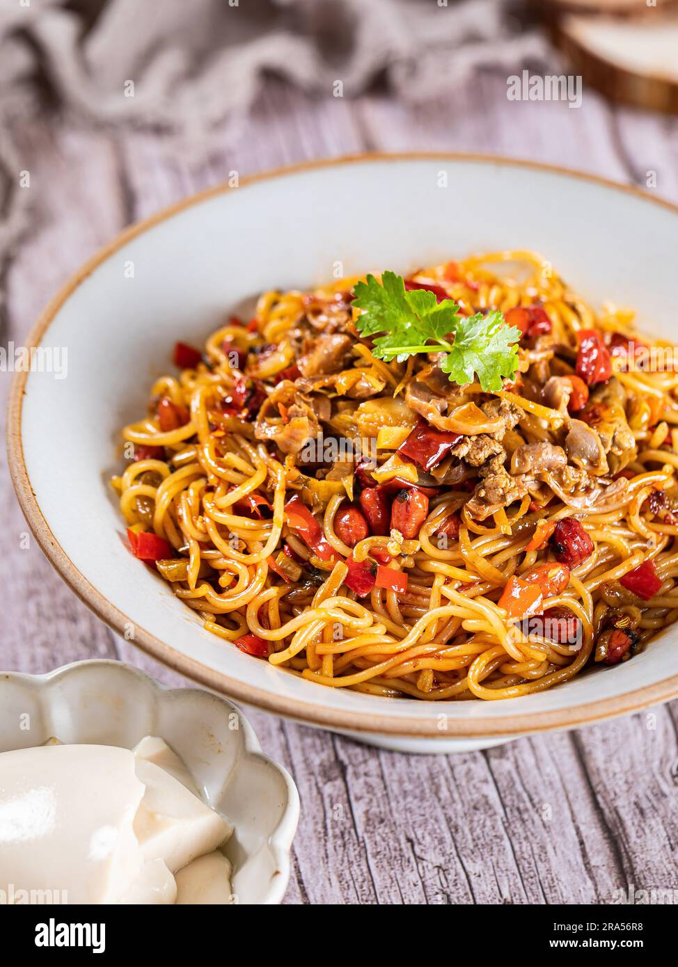 Rice Noodles with Chicken Giblets，dou hua Stock Photo Alamy