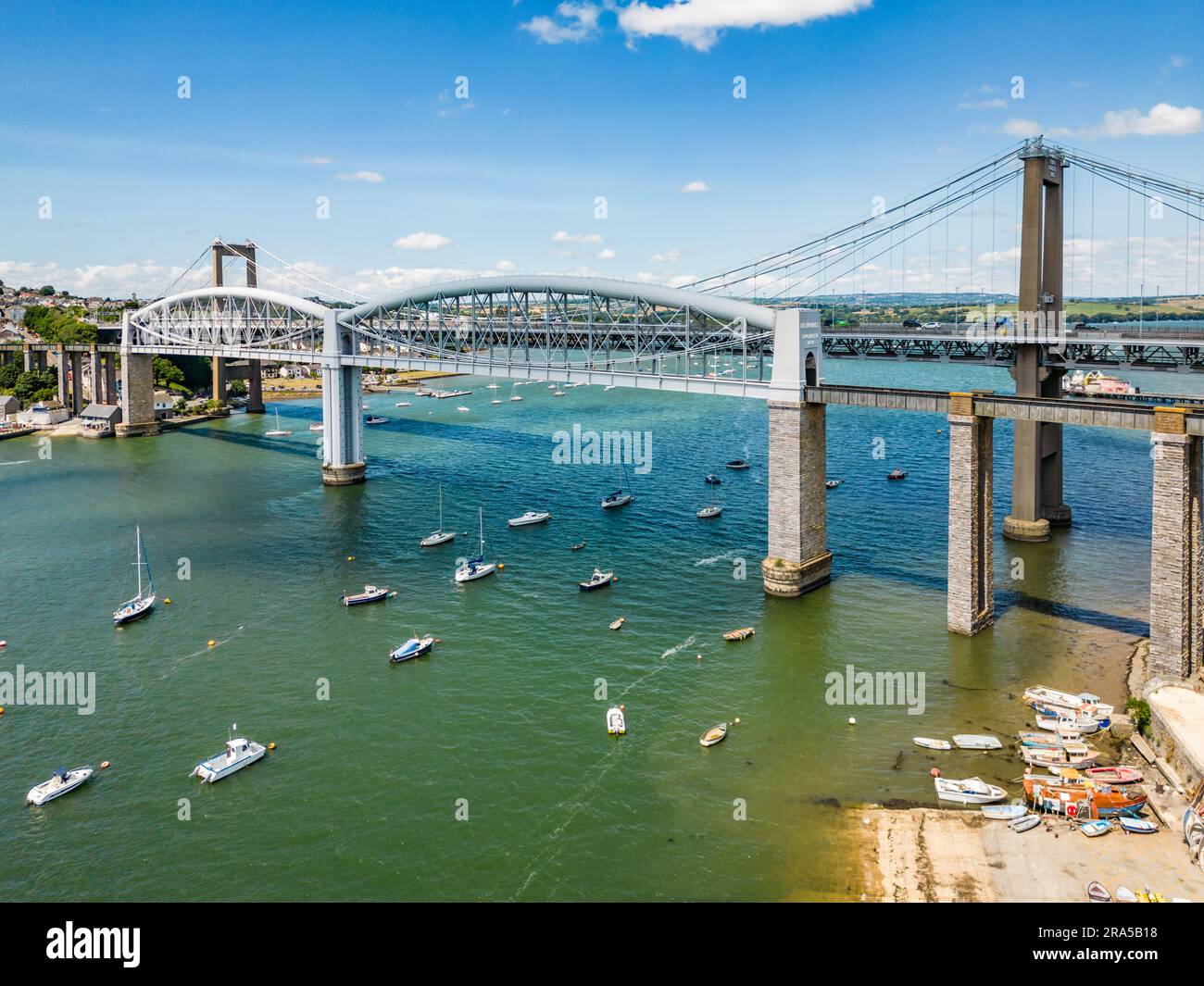 The Prince Albert Bridge and Tamar Bridge linking Devon and Cornwall