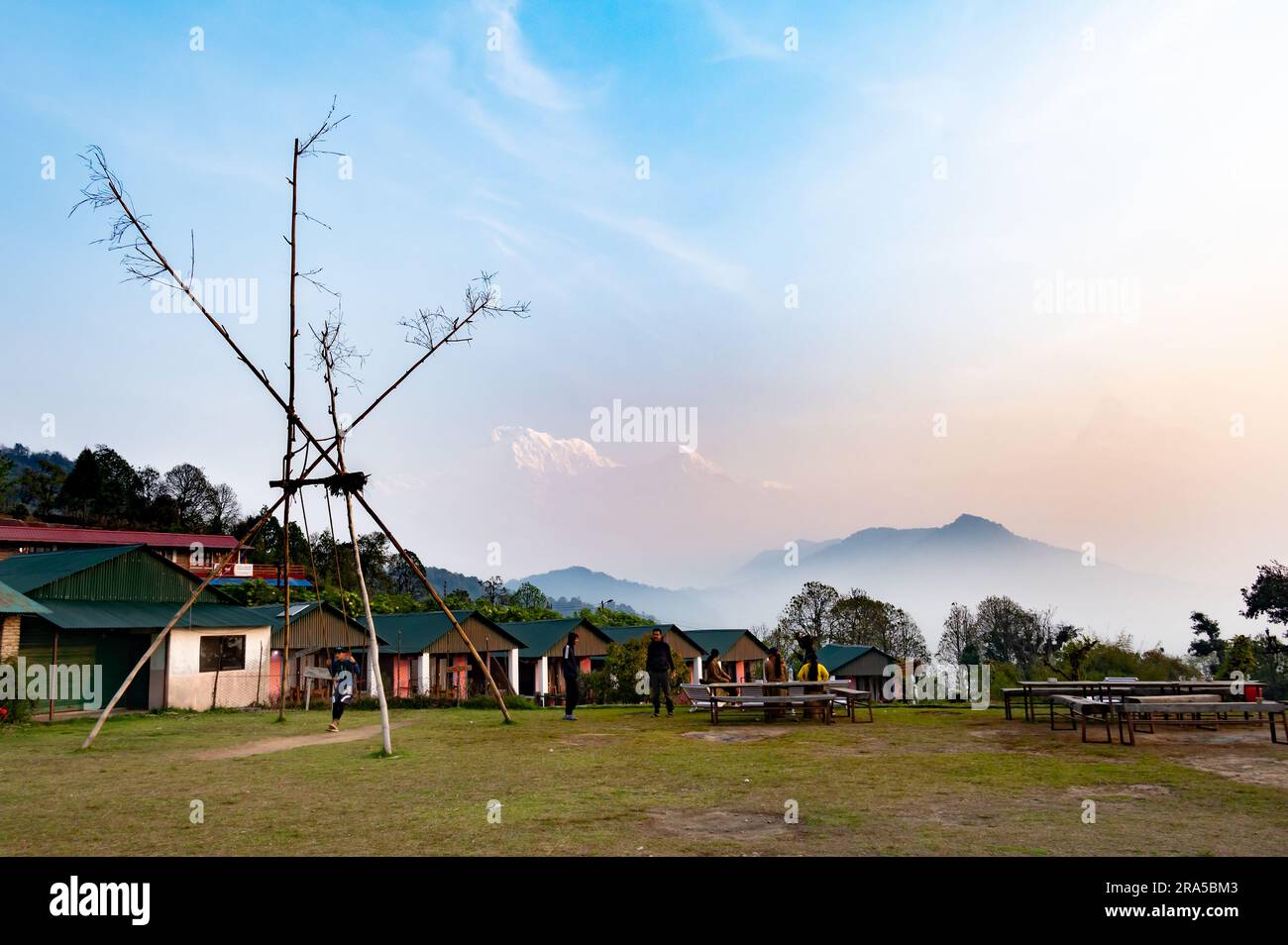 Pokhara, Nepal: Apr 14,2023 - A landscape around the Australian Camp, a ...
