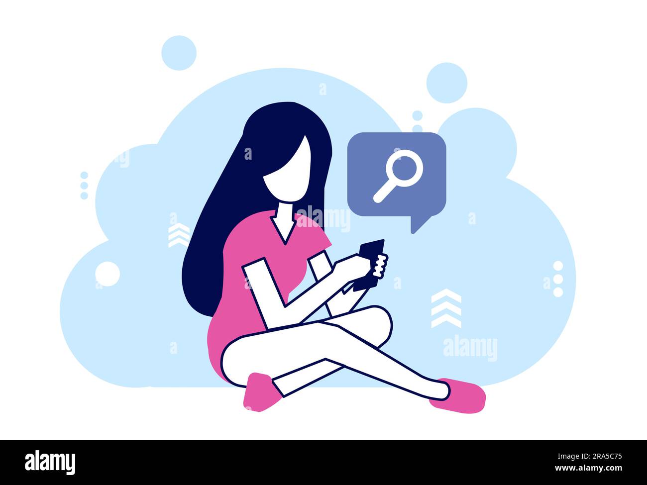 Vector of a young woman using mobile phone browsing internet Stock Vector