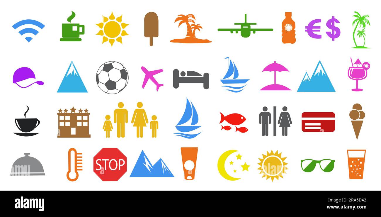 Summer and Vacation icons vector Stock Vector