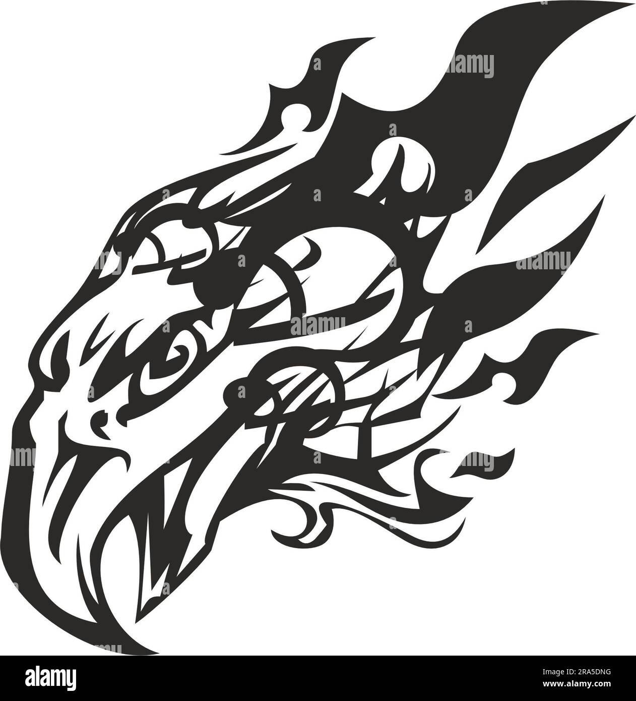 Flaming eagle head isolated on white for prints on T-shirts or fabrics