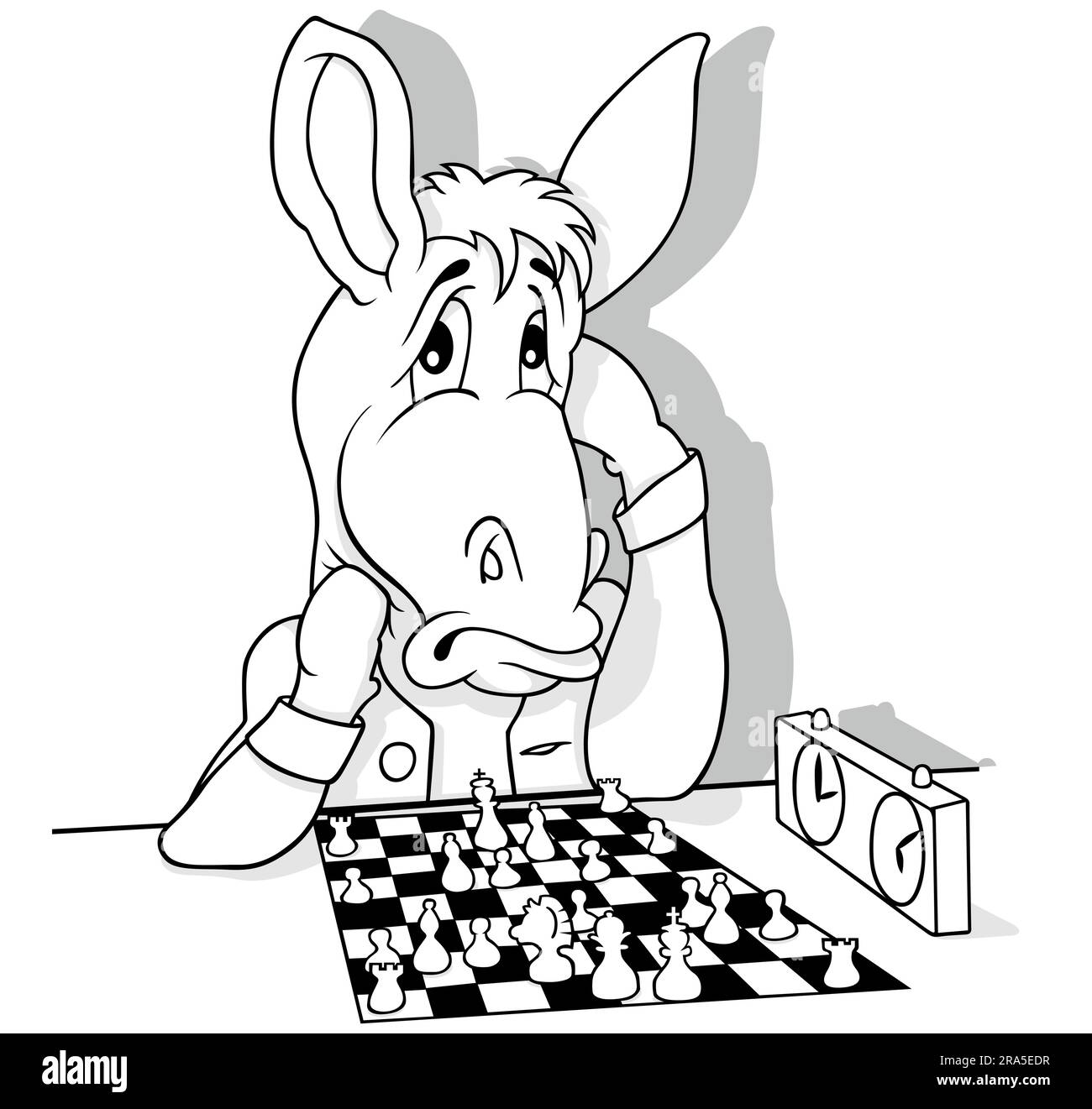 Donkey thinking over a game of chess stock vector image art alamy