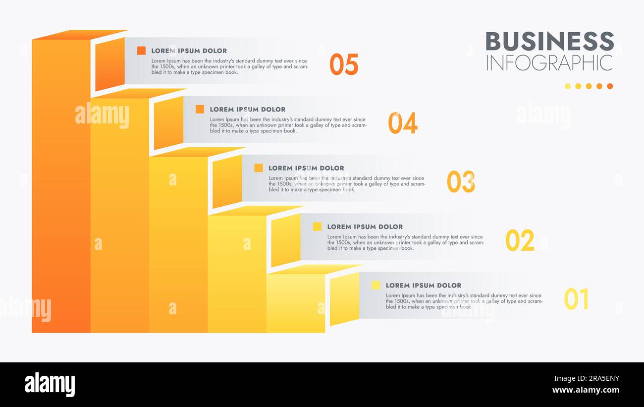 Infographic template for presentations and features data visualization includes a process chart with diagrams, steps, options. The concept for marketi Stock Photo