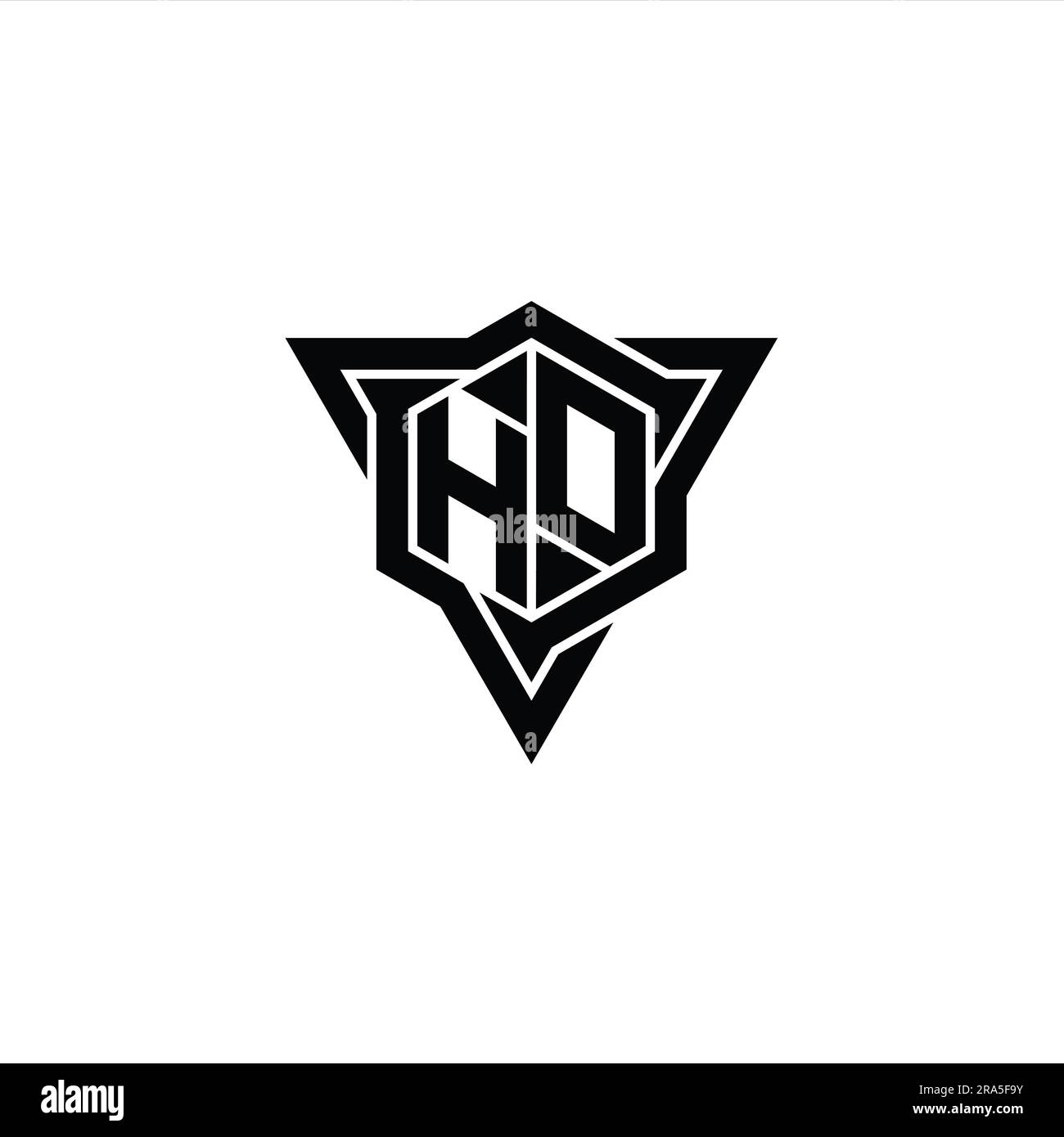 HD Letter Logo monogram hexagon shape with triangle outline sharp slice ...