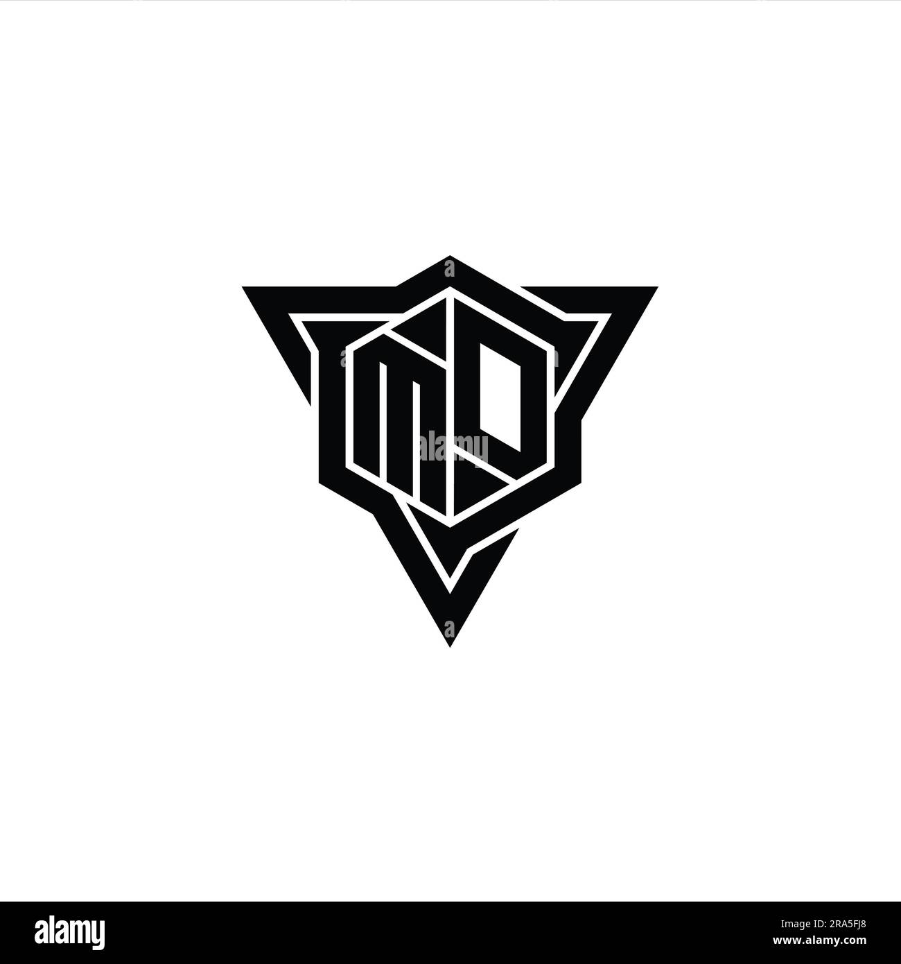 MD Letter Logo monogram hexagon shape with triangle outline sharp slice ...