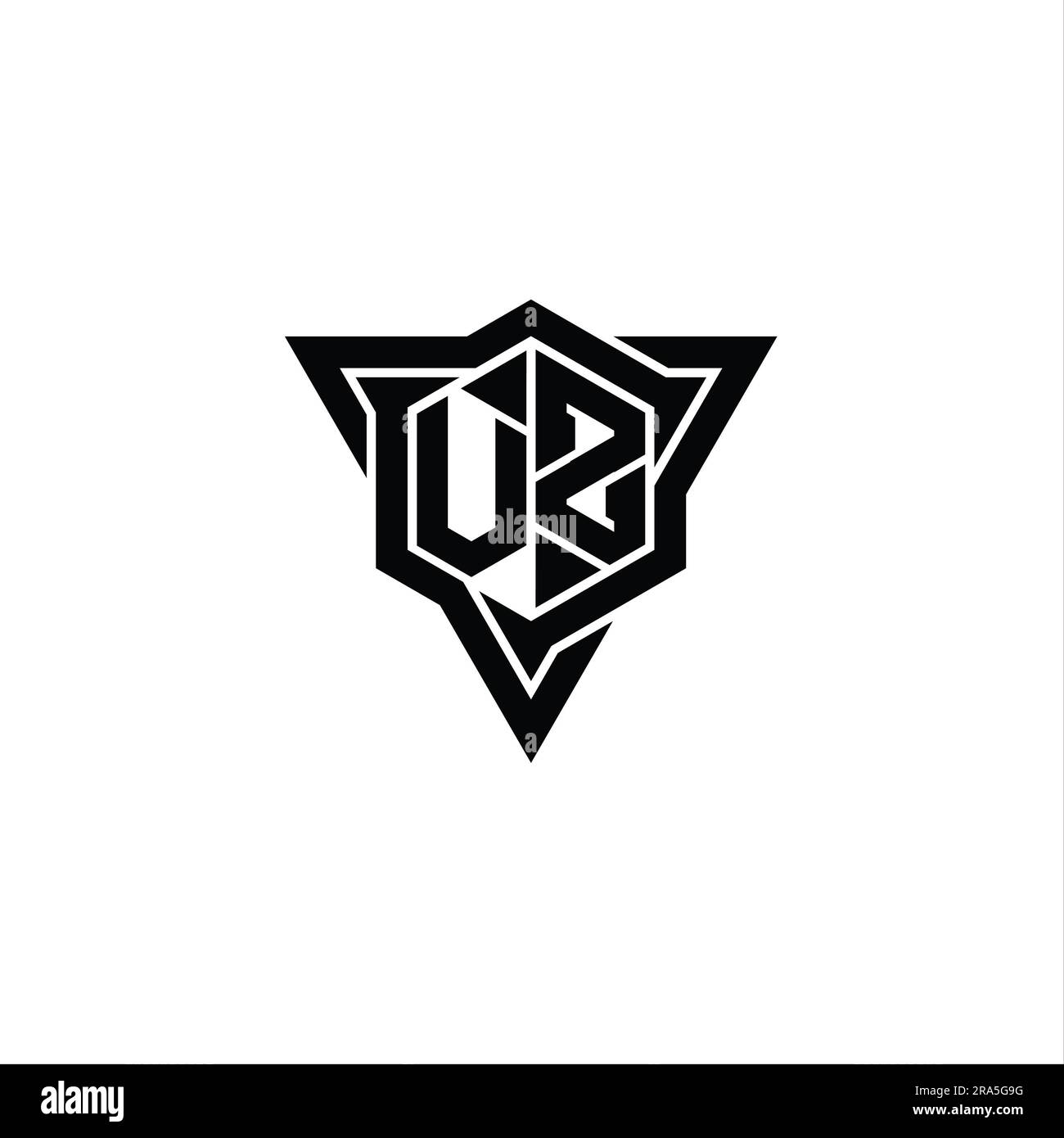 VZ Letter Logo monogram hexagon shape with triangle outline sharp slice ...