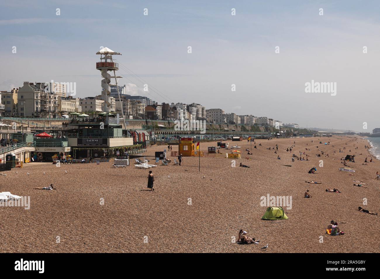 Looking north east from palace pier in Brighton, UK Stock Photo