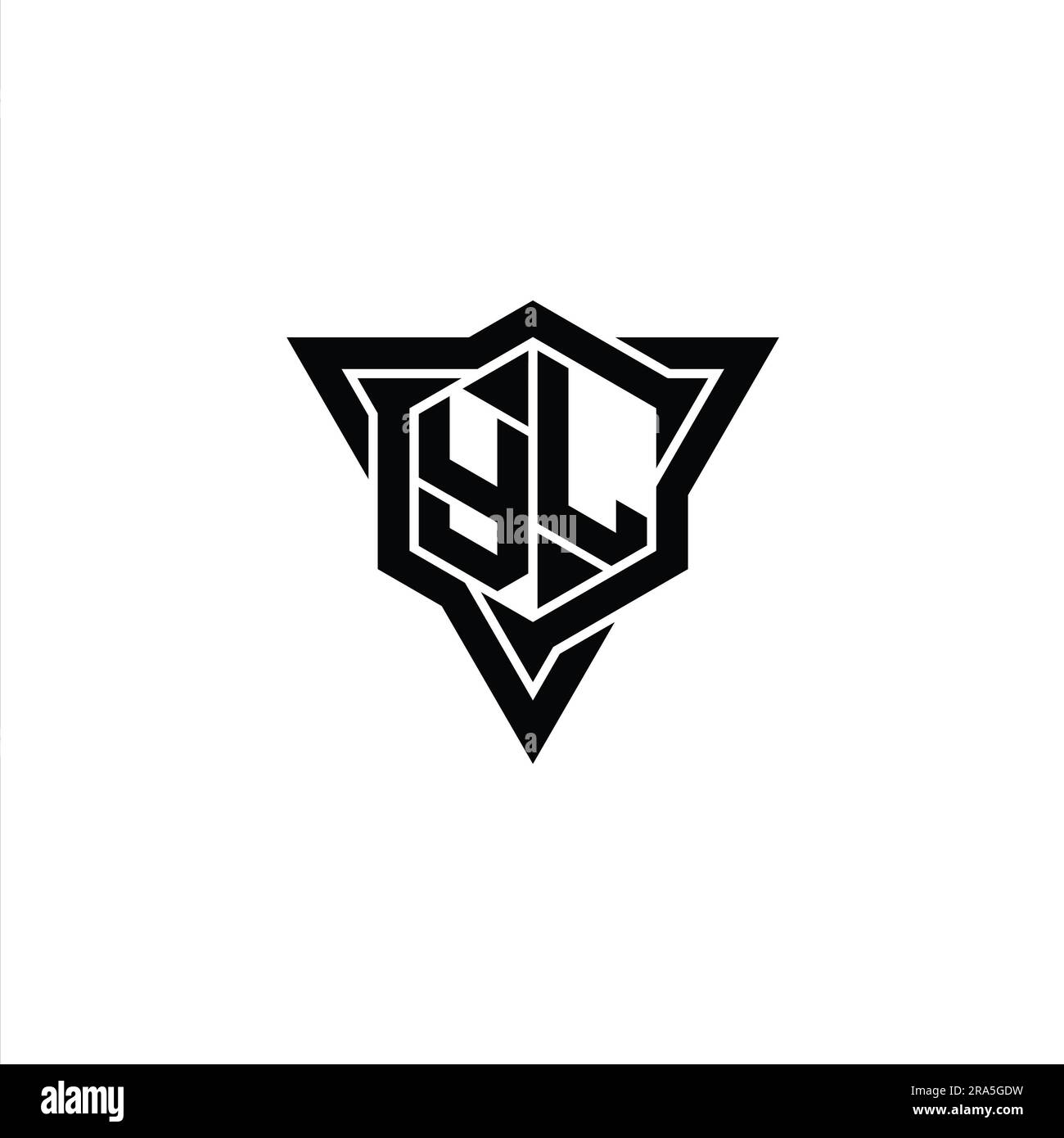 YL Letter Logo monogram hexagon shape with triangle outline sharp slice ...