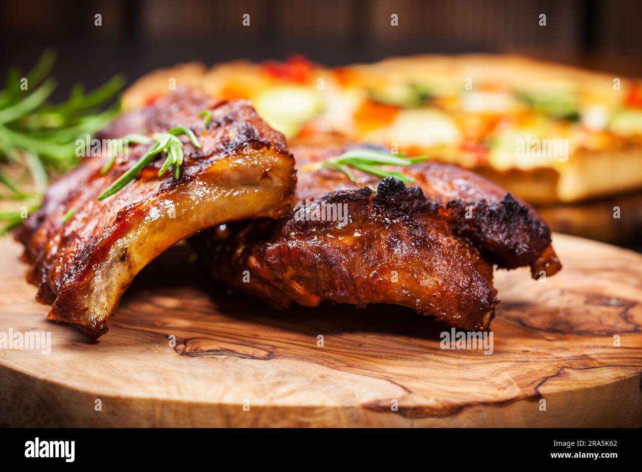 BBQ spare ribs with herbs Stock Photo Alamy