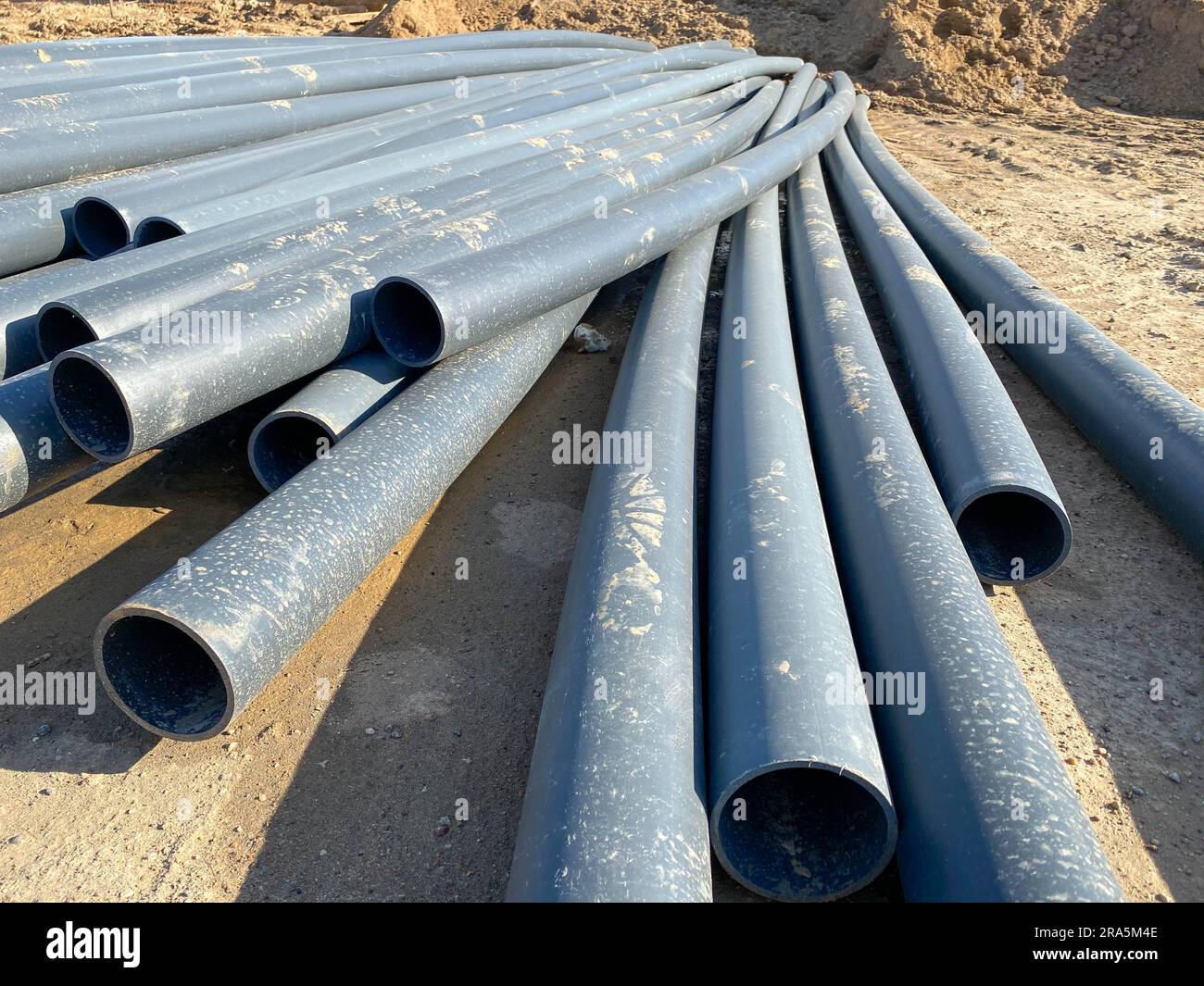 Warehouse of polypropylene pipes. with extruders for producing