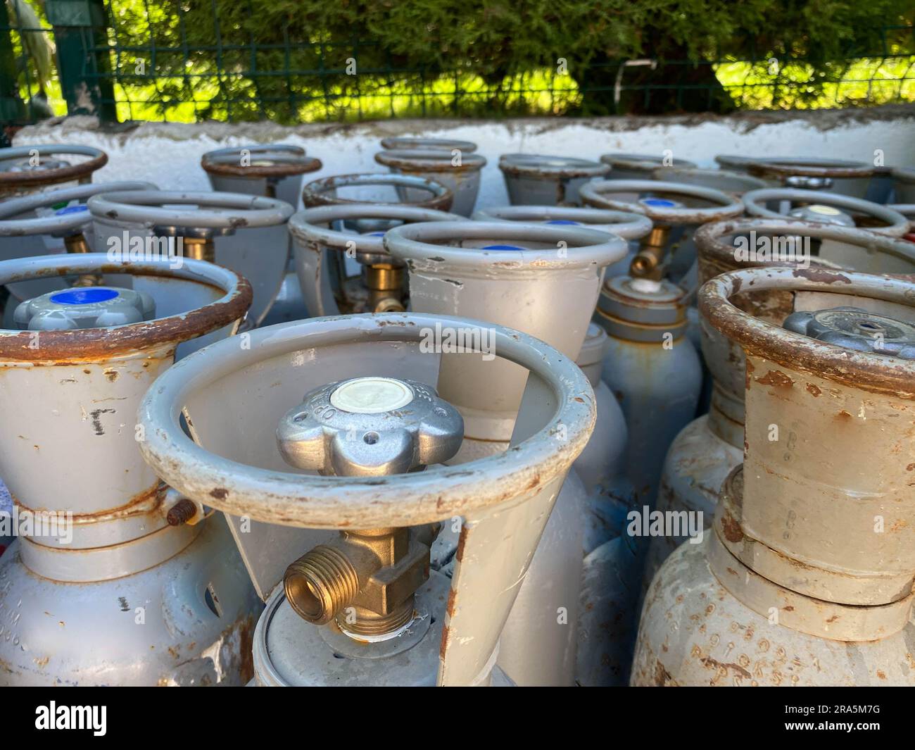 many iron gas cylinders Stock Photo Alamy
