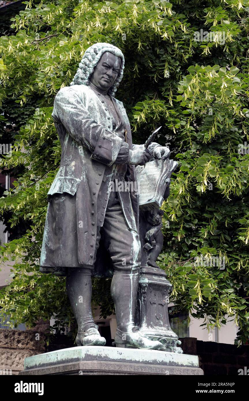 Johann Sebastian Bach Monument, in front of Bach House, Eisenach, Thuringia, Germany Stock Photo