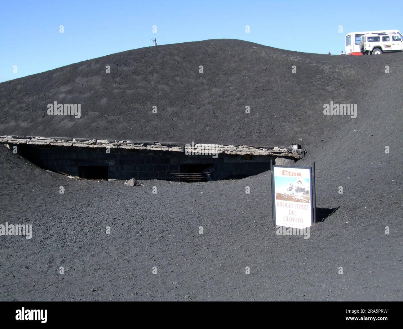 Buried refuge Rifugio Torre del Filosofo, Etna, Sicily, Ash, Italy