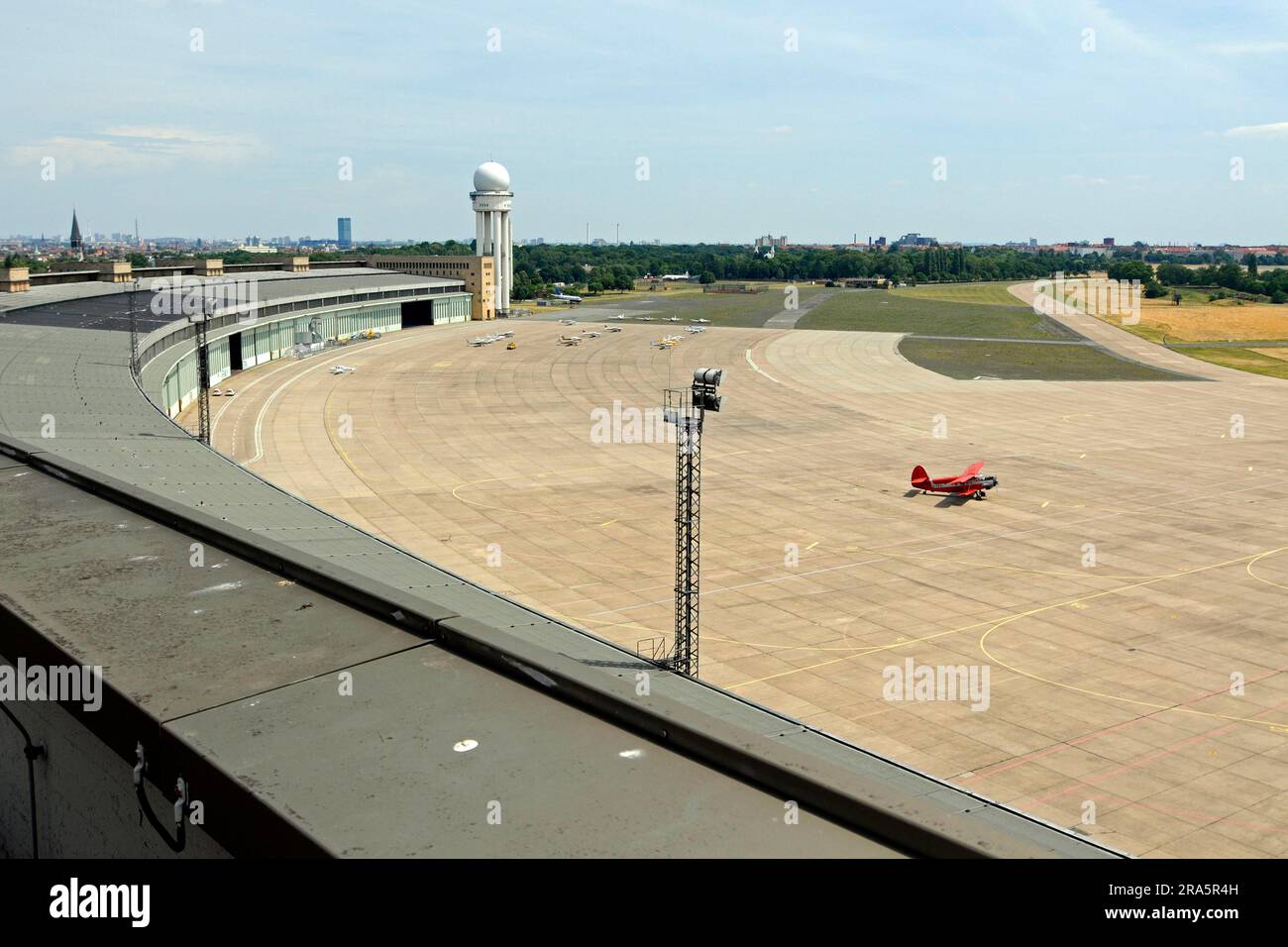 Aircraft on taxiway and airport building, Tempelhof Airport, Berlin, Germany, central airport, taxiway Stock Photo