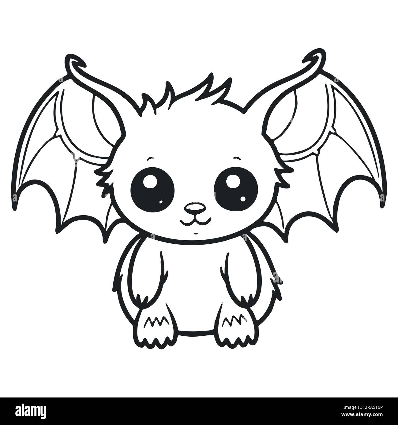 coloring page simple black and white cute bat vector Stock Vector Image