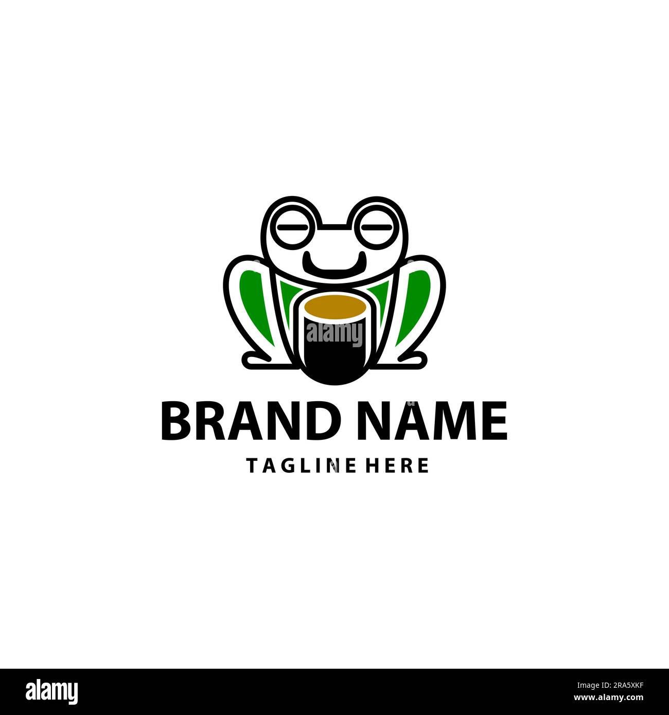 frog coffee logo design Stock Vector